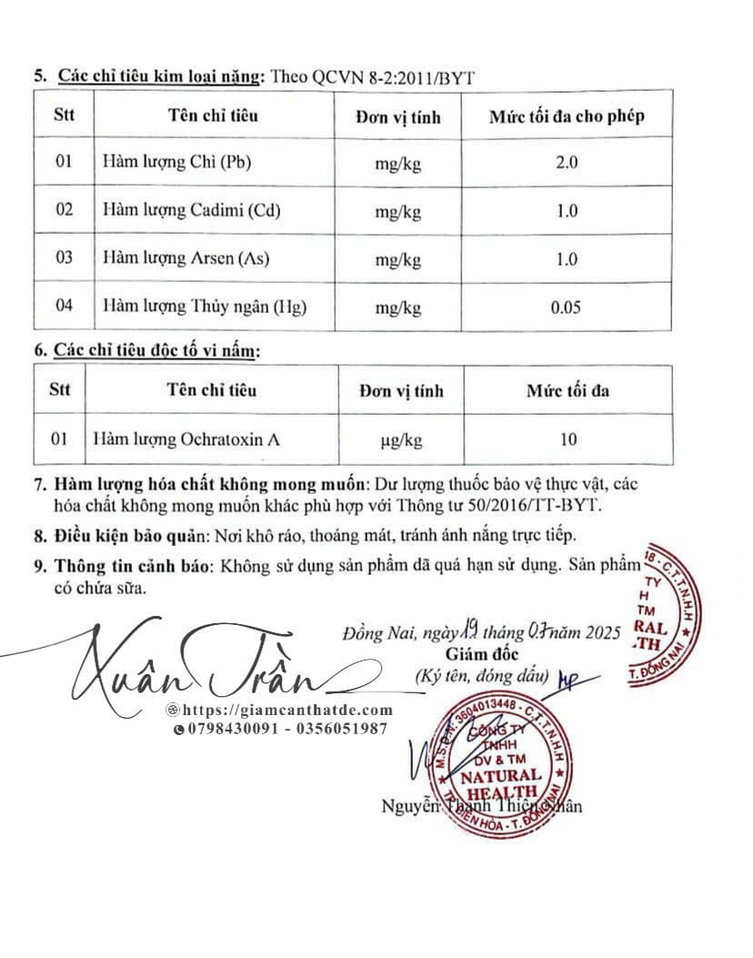 giay to kiem dinh chat luong ca phe bua mam xoi den chinh hang