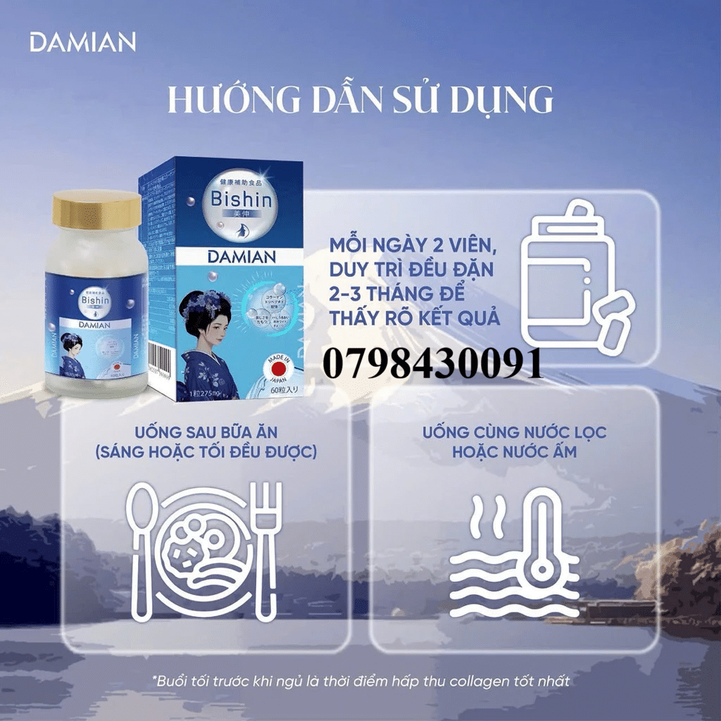 cach su dung vien uong trang da bishin collagen damian cach su dung vien uong trang da bishin collagen damian