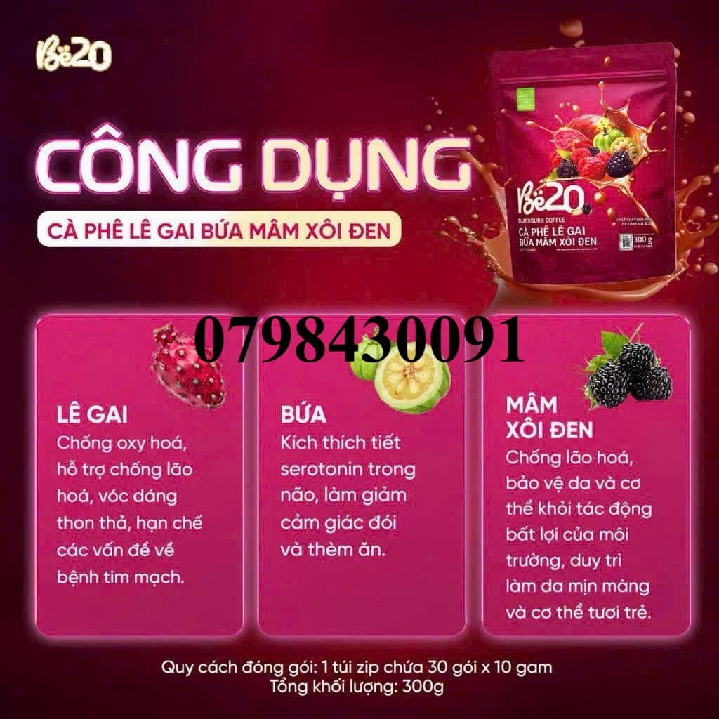 Cafe giảm cân lê gai bứa mâm xôi đen - Mẫu túi mới nhất 30 gói 2 cong dung cua cafe le gai bua mam xoi den